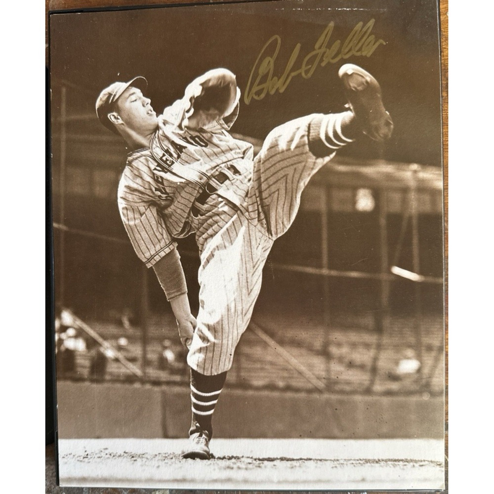 Bob Feller Autographed 8x10 photo Stamped " Bob Frller 75th Birthday 1993"